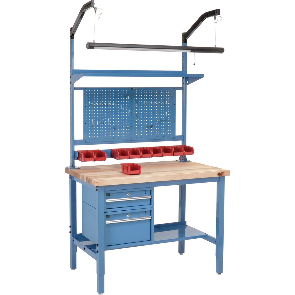 72"W x 36"D Workbench 1-3/4" Thick Maple Top Square Edge Complete Bench Blue