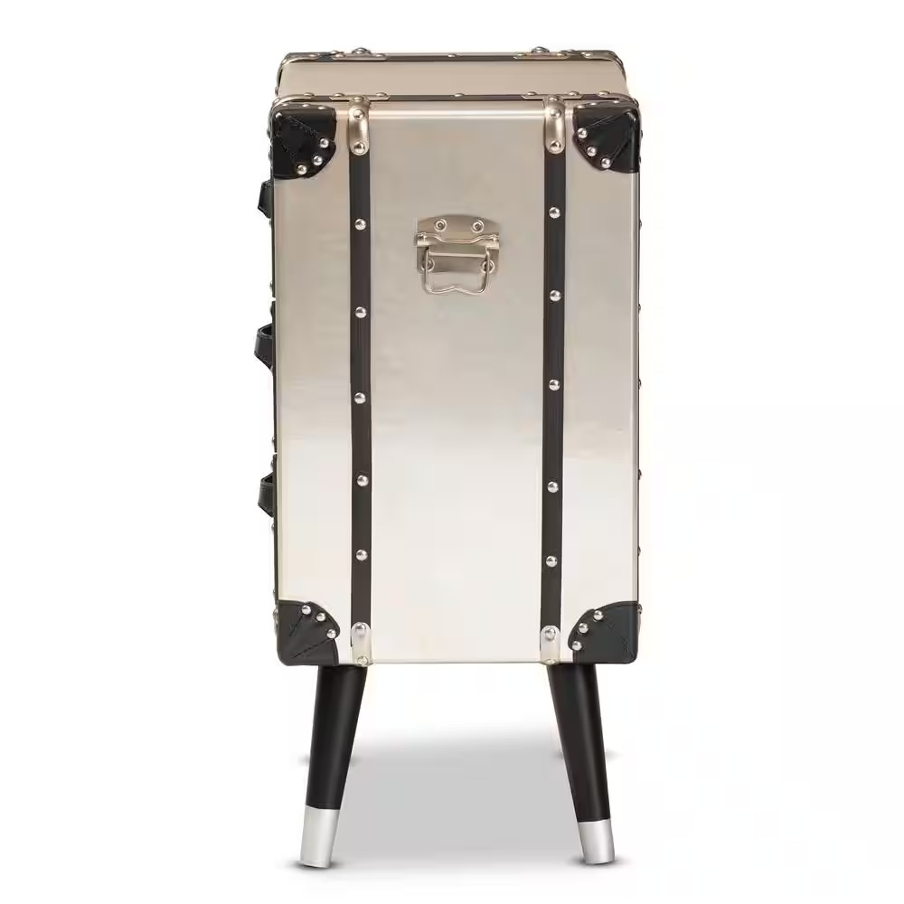 Dilan 3-Drawer Silver Trunk Nightstand