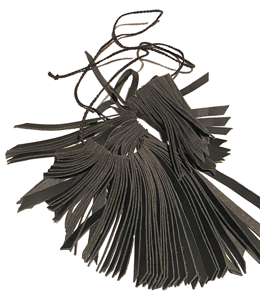 ARTISAN MODERNIST FAUX LEATHER GRADUATED PANEL TIEBACK STATEMENT NECKLACE
