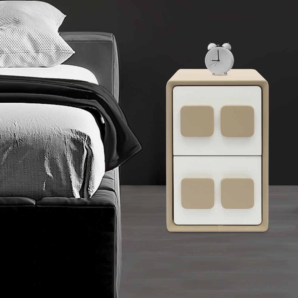 Modern Minimalist End Table, Bedside Table, Floorstanding End Table W/ 2 Drawers
