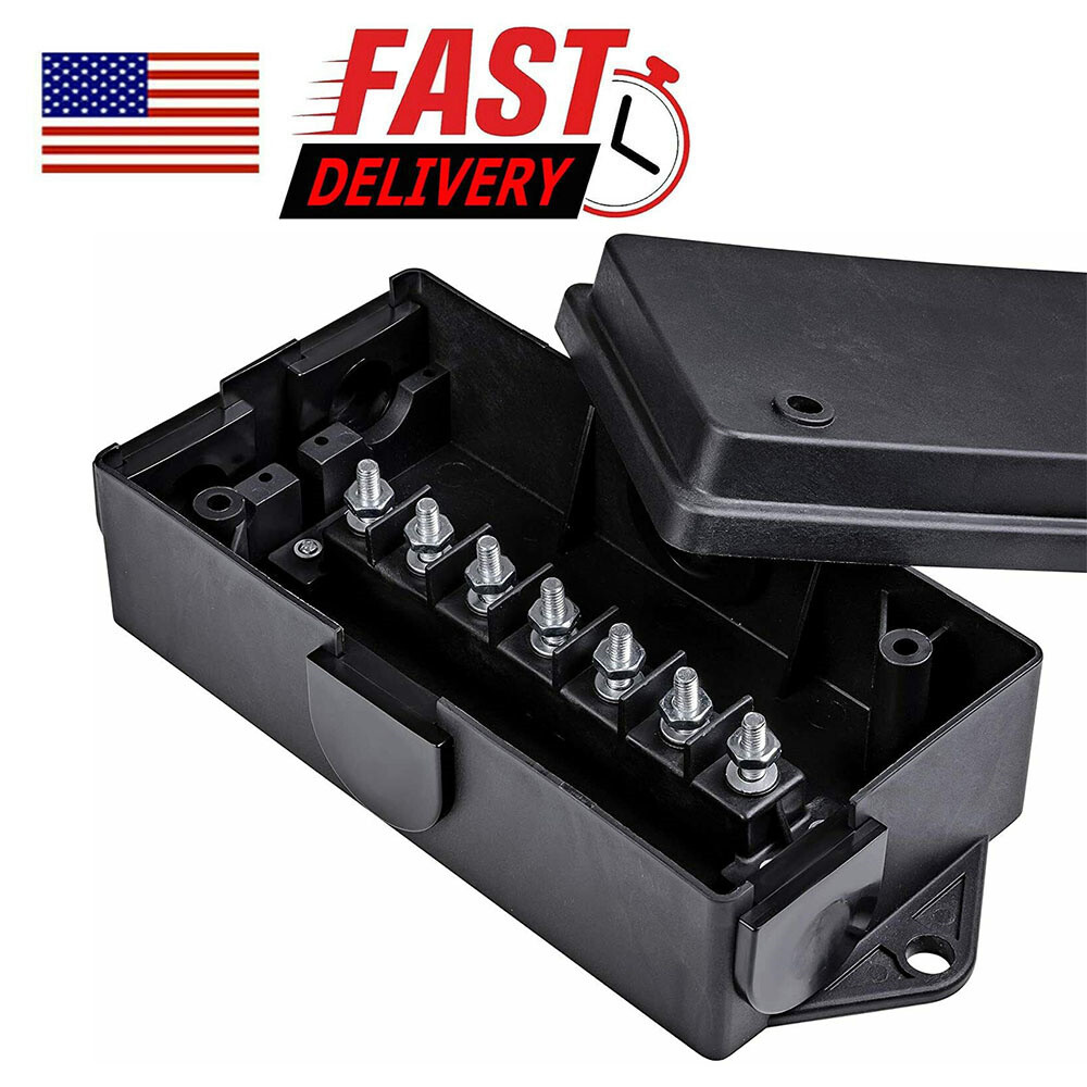 7 way Trailer Wire Junction Box Camper Truck weather proof RV Light cord plug