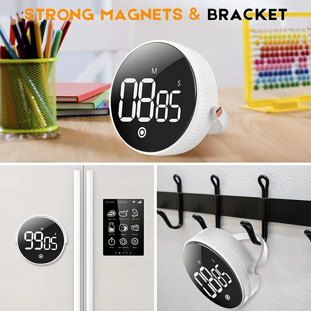 Digital Kitchen Timer - Magnetic Countdown Countup Timer with Large LED Display