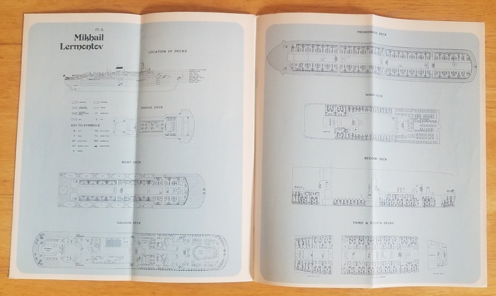 MIKHAIL LERMONTOV & ALEXANDR PUSHKIN (Russian) 1978 Transatlantic DECK PLAN