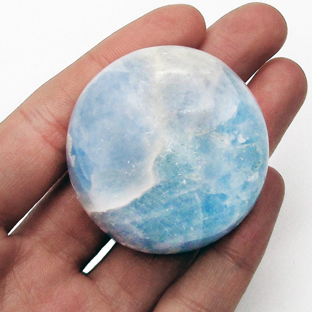 Blue Calcite palm stone mineral Madagascar