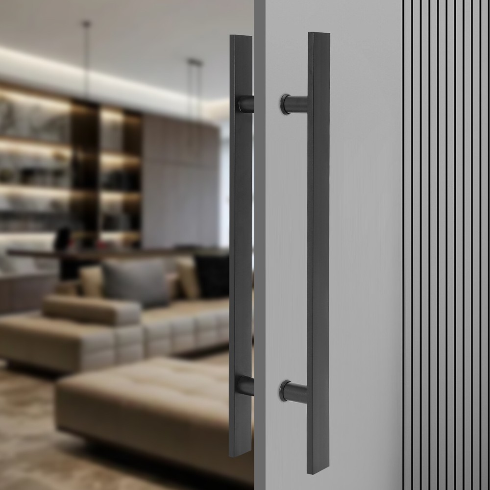 Double Sided Stainless Steel Door Handle black H Shape Door Pull Handle