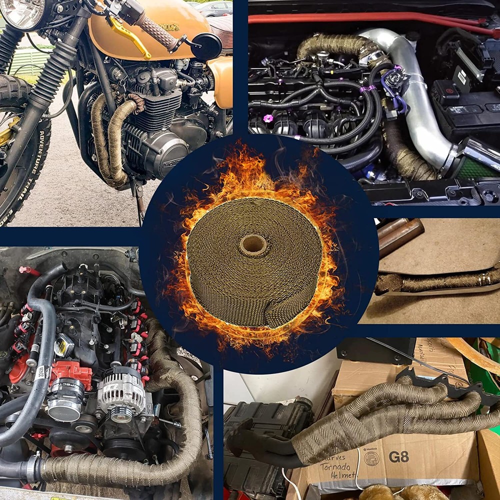 High temperature 50mm*5M Exhaust Heat Header Wrap Roll Titanium W/ fixed 5 ties