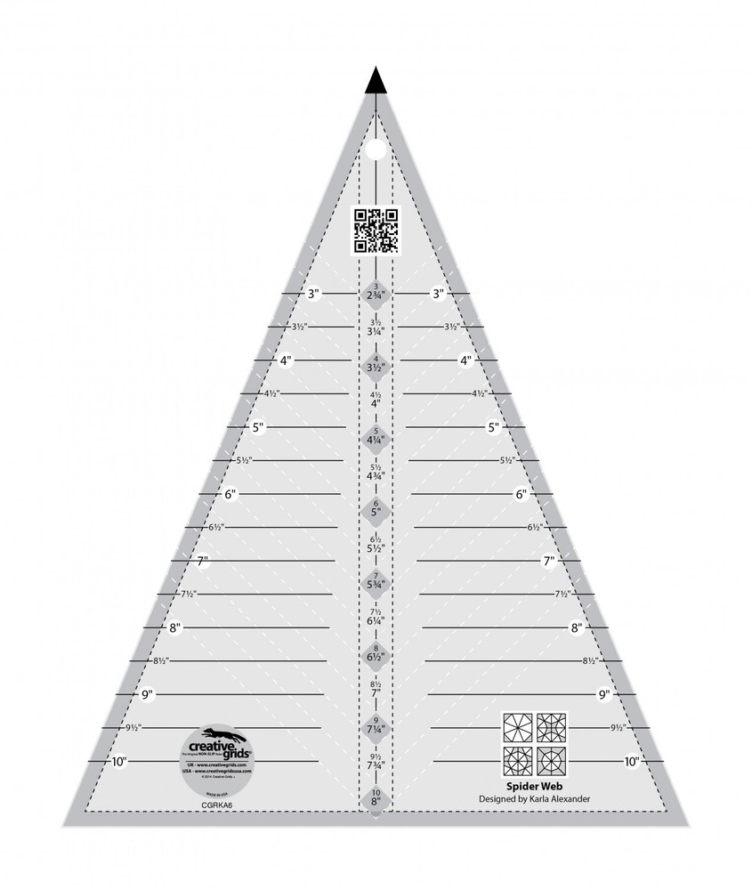 Creative Grids Spider Web Quilt Ruler CGRKA6 + Crazy Christmas Trees Pattern