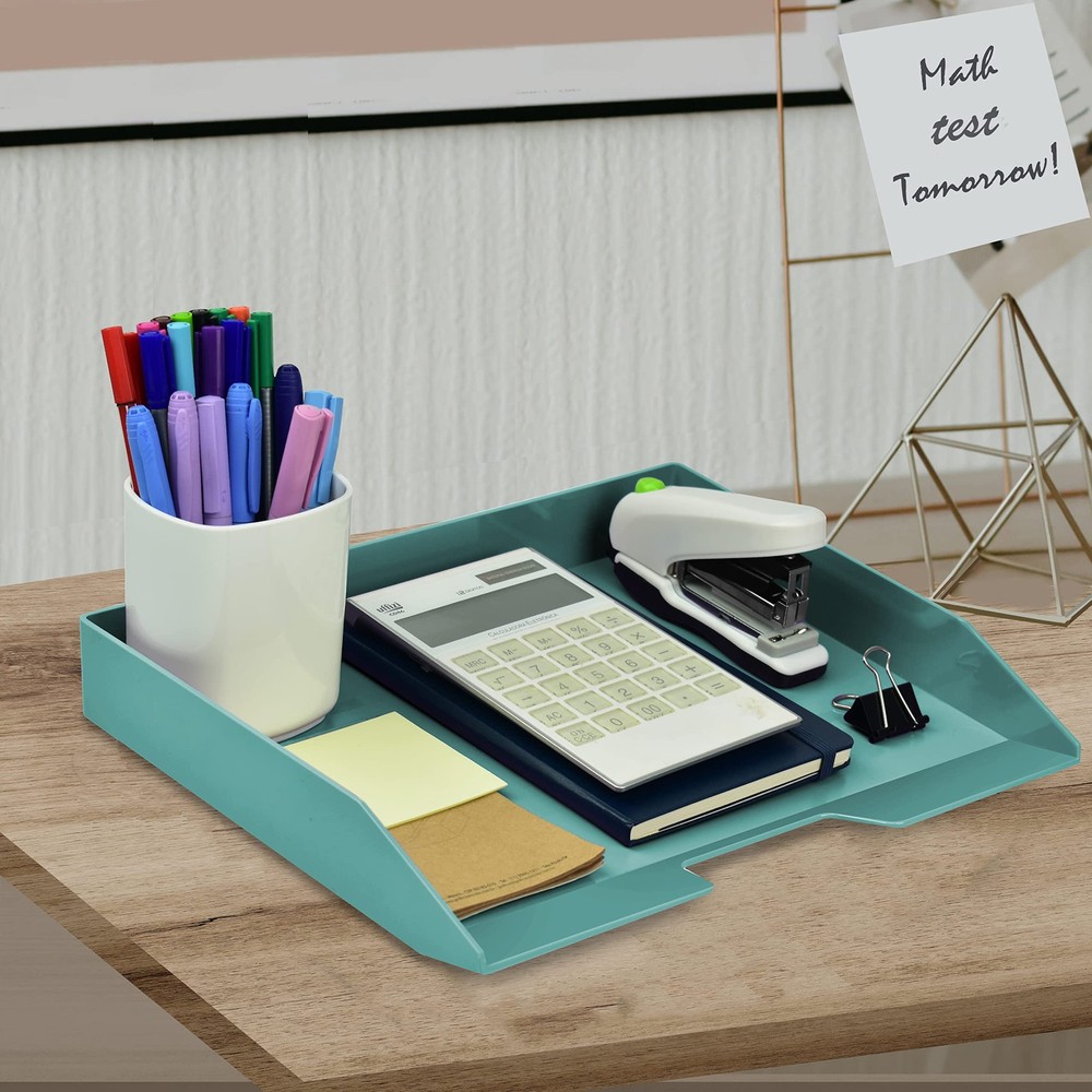 Stackable Letter Tray Single Side Load, Plastic, Desktop File Organizer (Soli...