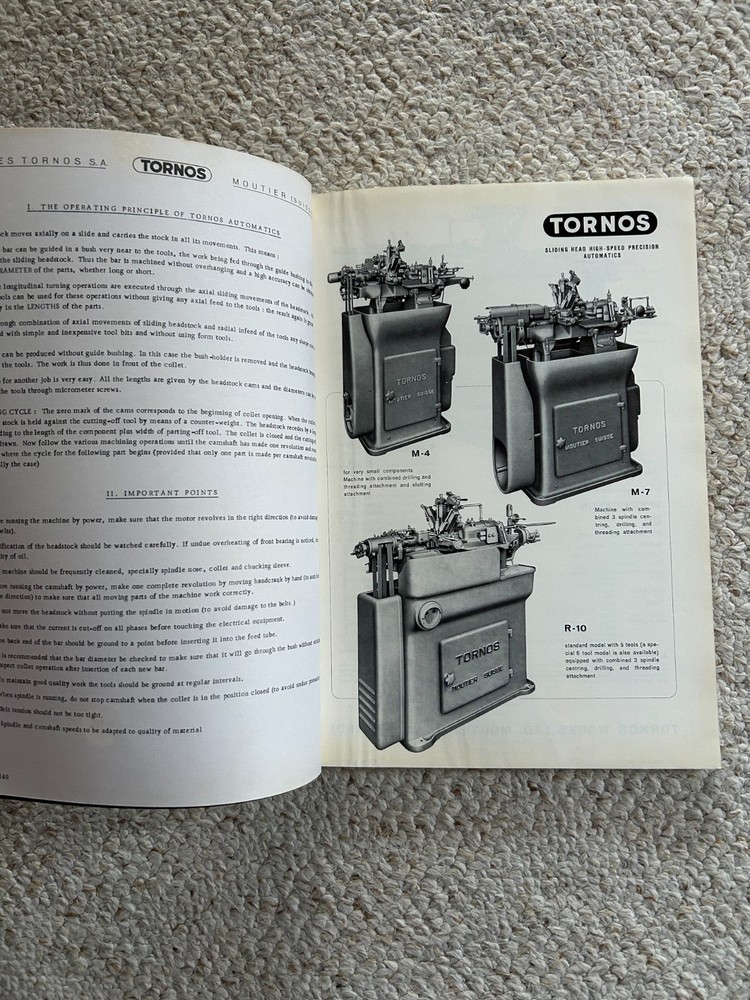 Tornos R-16 High Speed Automatic Lathe Manual