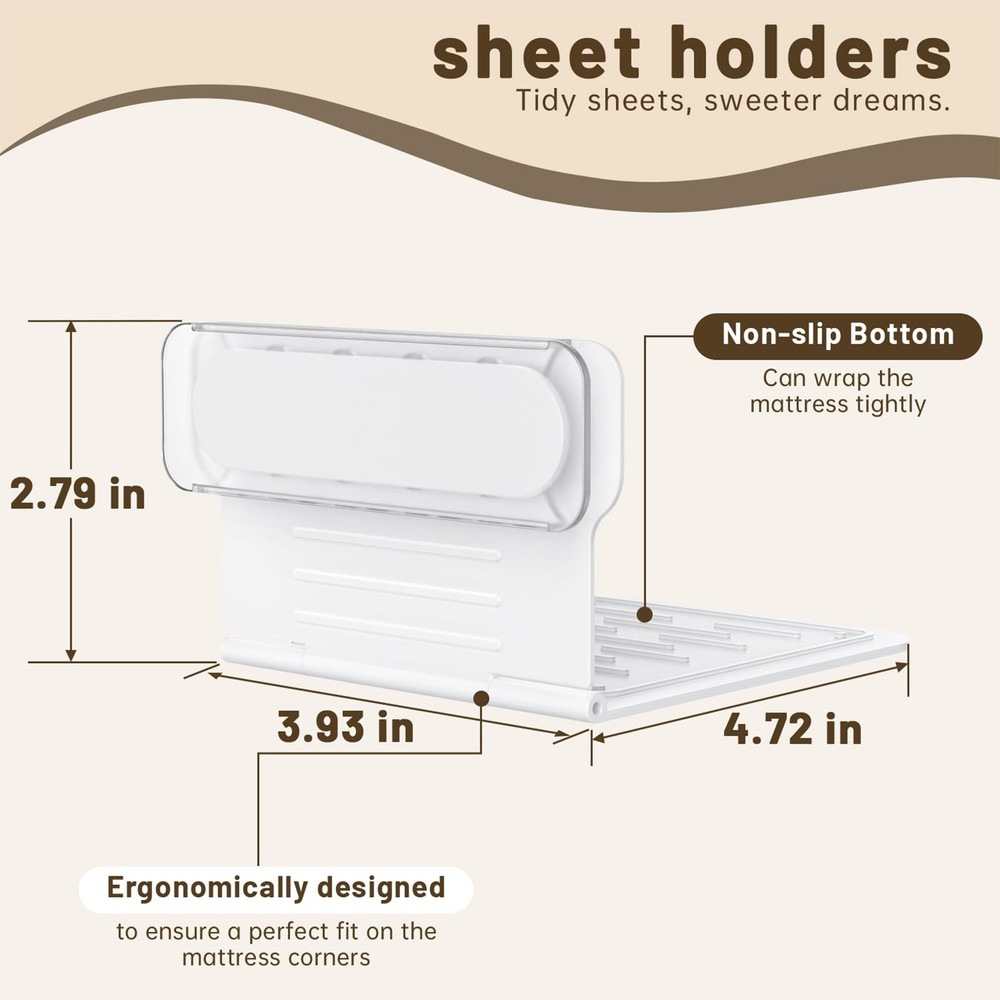 Fitted Sheet Holders for Corners - 8Pcs Heavy Duty Bed Lock Sheet Holders Kee...