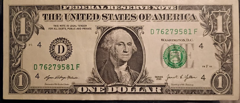 2021 One Dollar Bill INK WELL CONTAMINATION ERROR 2021