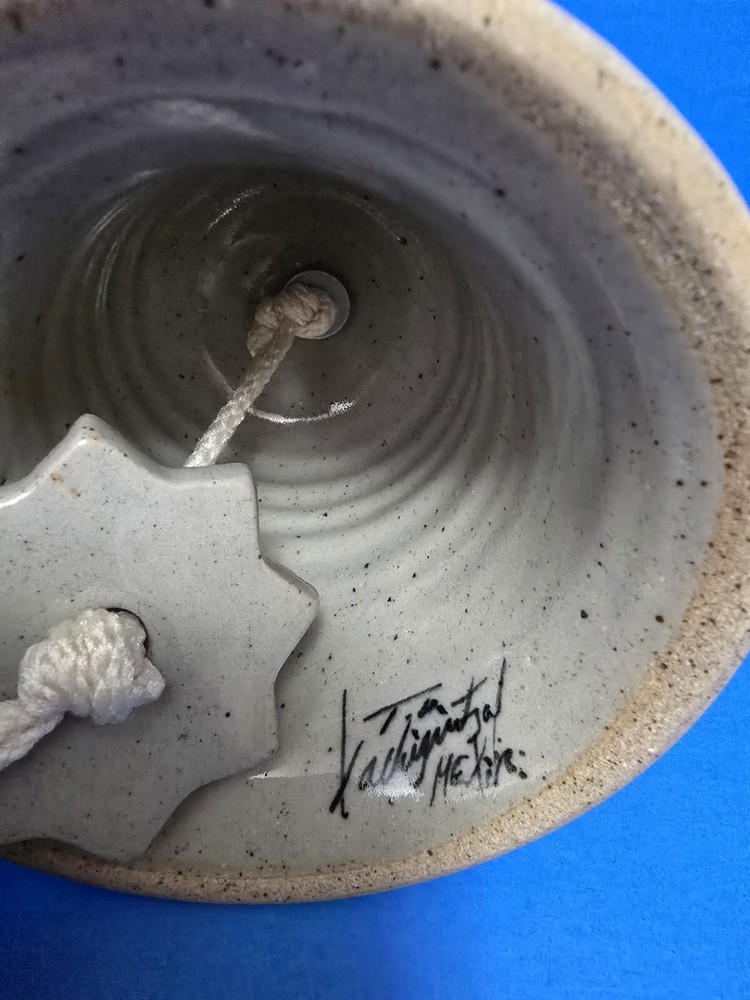 Stoneware Pottery Handcrafted Bell 5" Signed