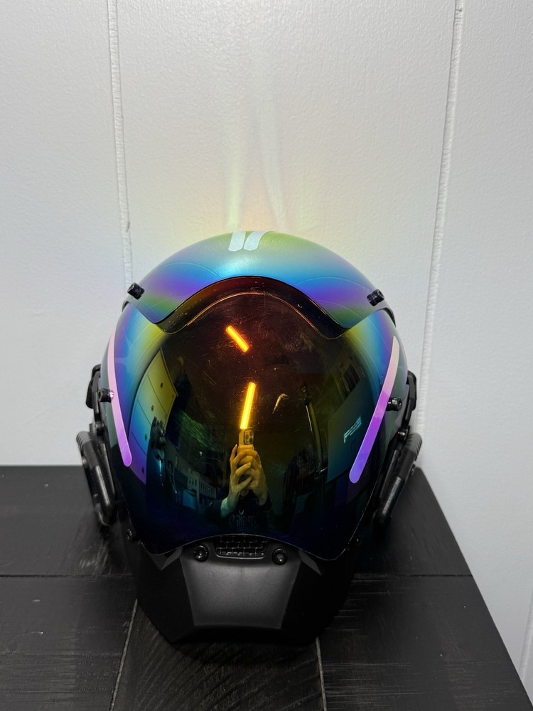 Black Iridescent Cyberpunk Helmet/Mask with Adjustable Fitting Visor