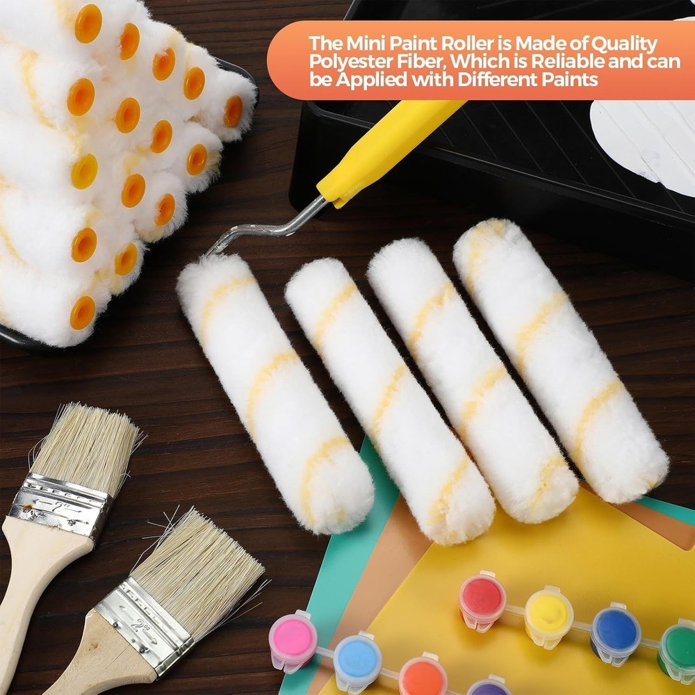150 Pcs 6" x 1/2" Paint Roller High Density Microfiber Roller Refills Mini ...