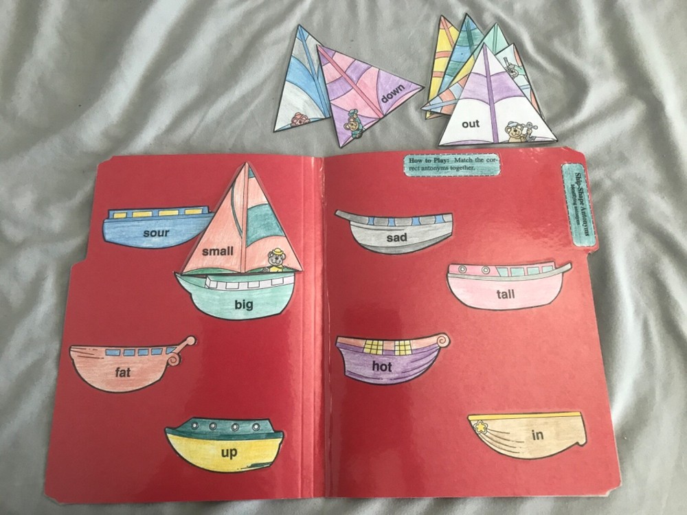 Ship Shape Antonyms 1st Grade language arts file folder game