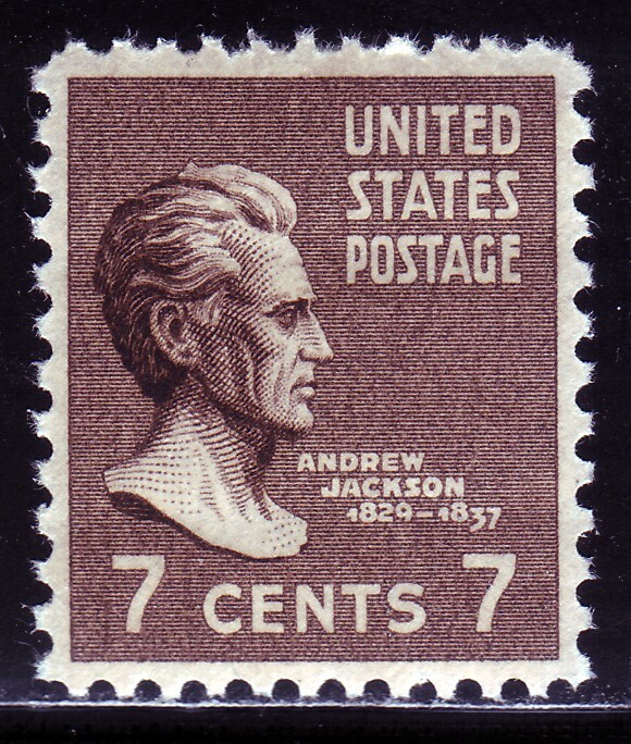 #812 ANDREW JACKSON.  EXTRA FINE 1. NEVER HINGED ORIGINAL GUM.