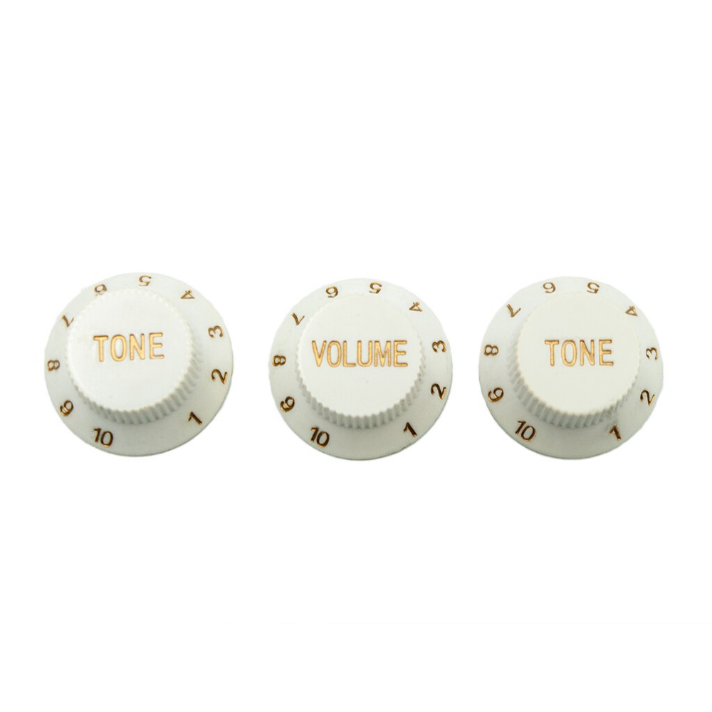 White Guitar Switch Knobs 1 Volume 2 Tone Control Knobs With Adjustable Numbers