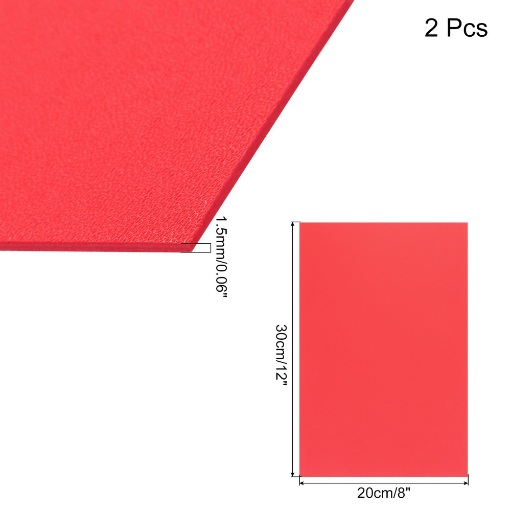 ABS Plastic Sheet 8 x 12",Flexible Sheets 1/16" Thick Leather Texture Red 2Pcs