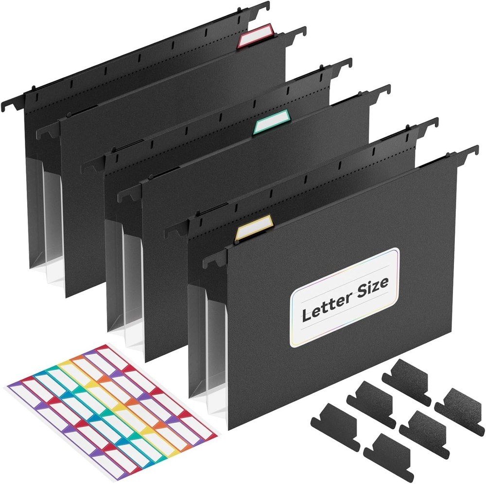 Durable Plastic Hanging File Folders - Extra Capacity with Side Sealing - 3 Pack