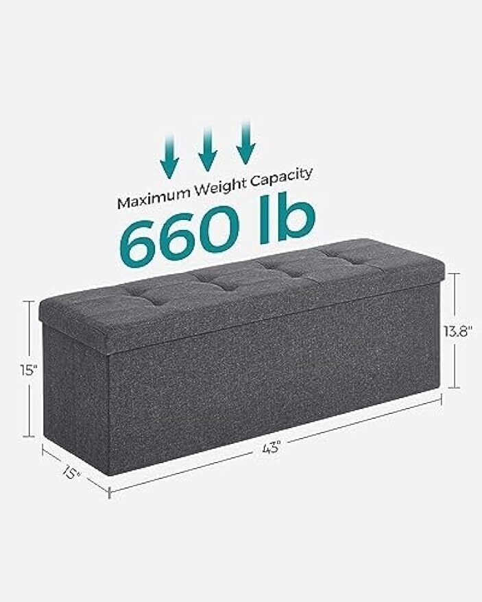 Rectangular Folding Storage Chest Ottoman Bench Foot Rest Stool Soft 660 lb New
