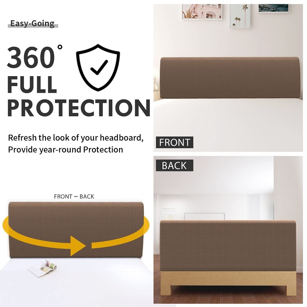 Easy-Going Stretch Bed Headboard Cover,Small Square Jacquard Headboard Slipco...