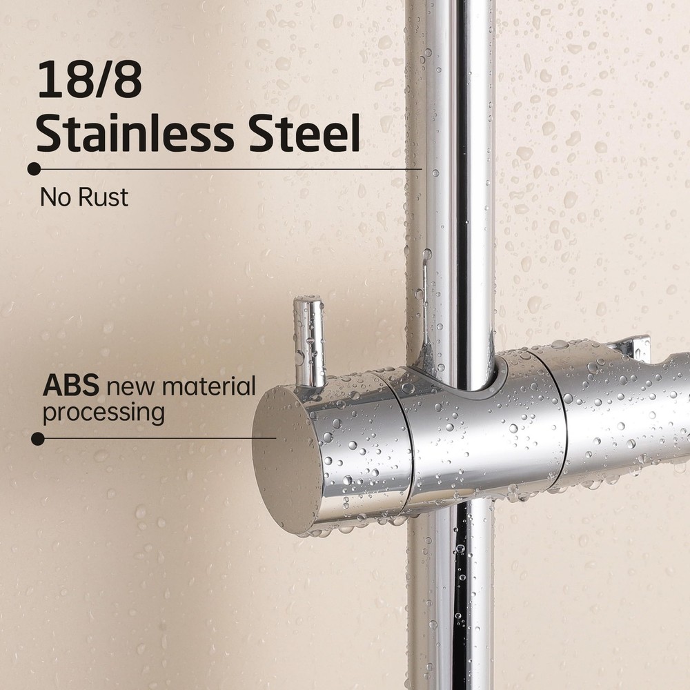 Shower Slide Bar with Five Function Massaging Hand Shower Head Adjustable Pol...