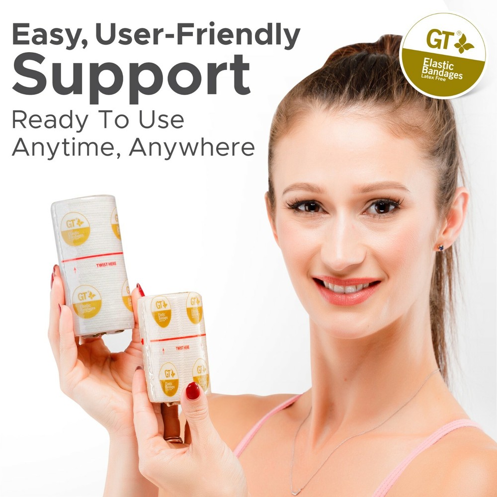 GT 2" (2 Pack) Cotton Elastic Compression Bandages Body Wrap Hook/Loop USA Made