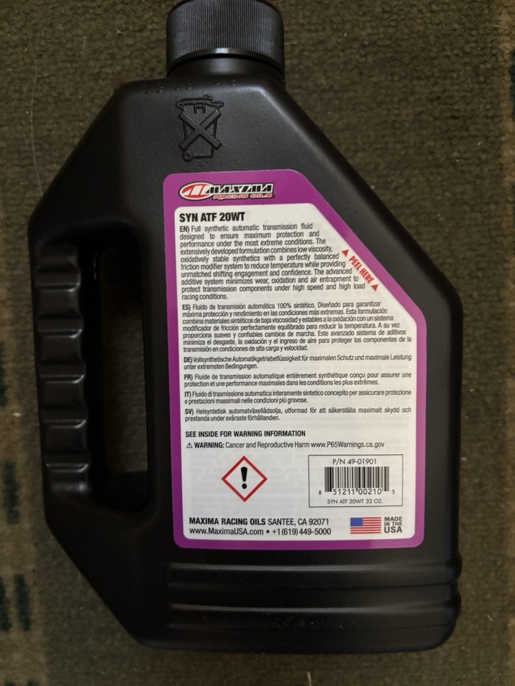 Maxima Full Synthetic Synatf 20WT Transmission Fluid.