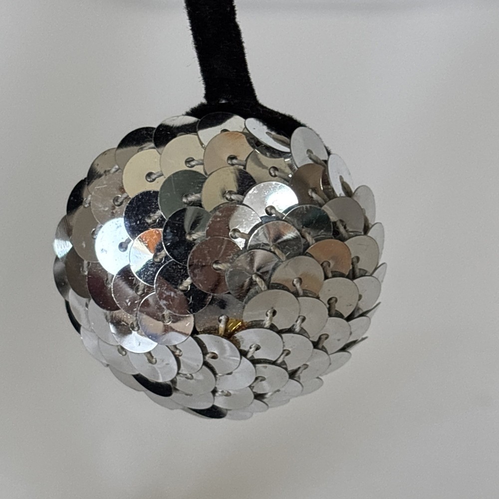 Silver Sequin Dome Button Clip-on Earrings Disco Vintage 70s