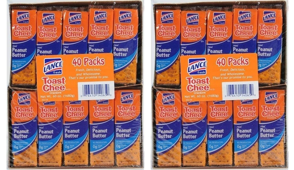 (2 Pack) Lance Toast Chee Peanut Butter Crackers (40 Count Each)