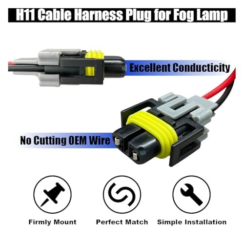 Fog Light Harness Connector with Wire, Automotive Accessories Replacement, 2PCS