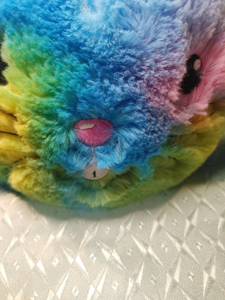 Plush Multicolored Rainbow Bunny Easter Basket With Handle ADORABLE!