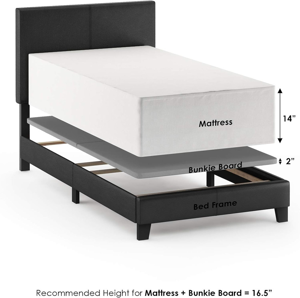 Pessac Twin Black PU Leather Upholstered Platform Bed Frame