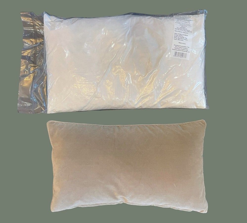 100% Duck Filled Down Pillow Insert 14x24 inches