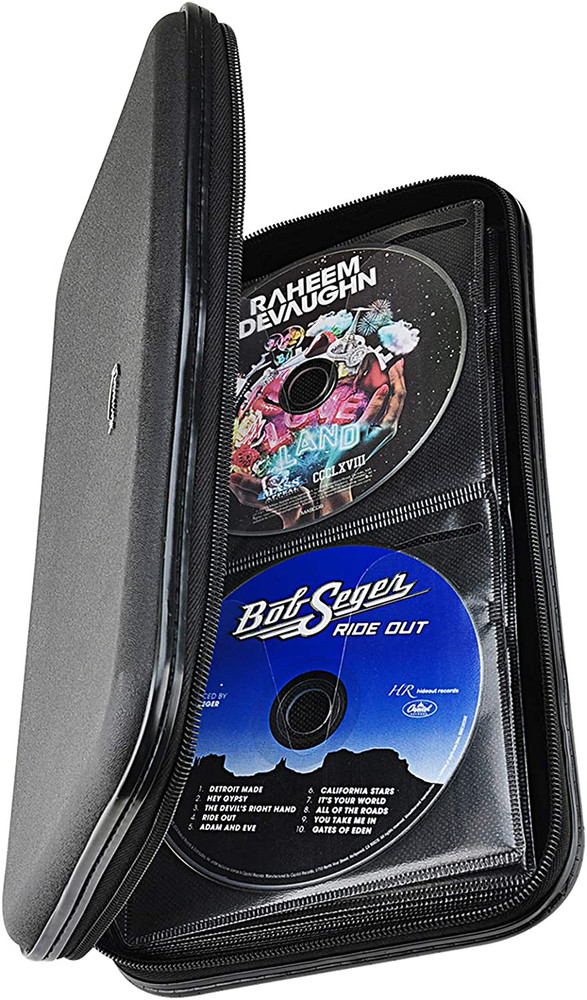 72 Disc CD DVD Case Holder Hard Shell Storage Wallet Black Organizer