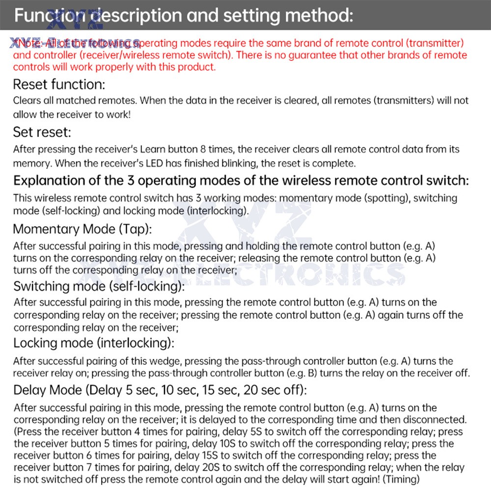 433Mhz Universal Wireless Remote Control Switch DC 12V Receiver Transmitter Set