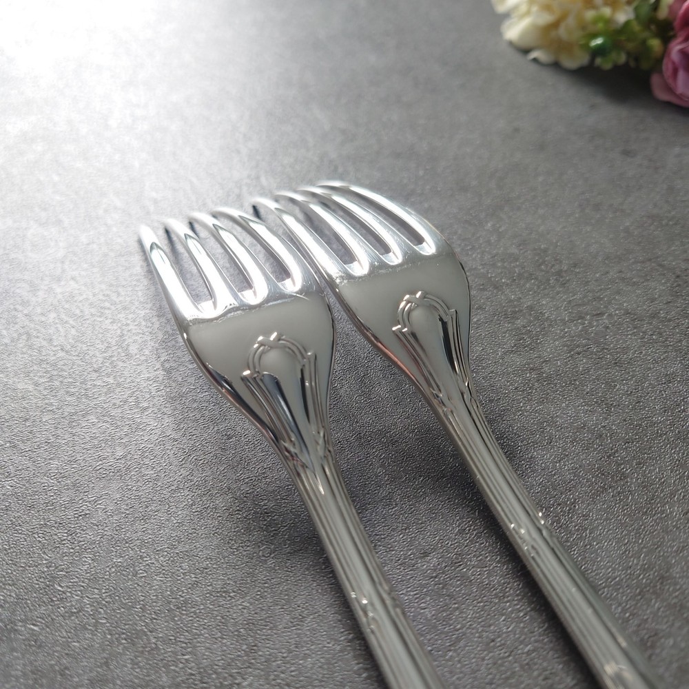 Christofle Rubans Table Fork 2pcs Silverplate Flatware Excellent