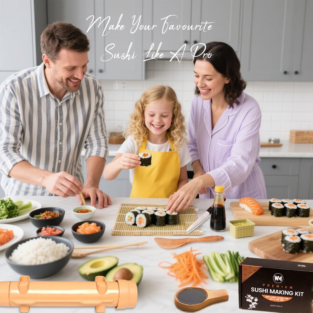 Sushi Making Kit, Roller Kit for Beginners Extra Large, Wood