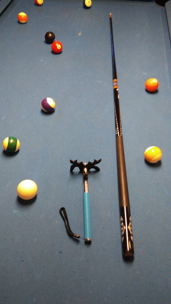 RED - CUE BRIDGE EXTENDABLE TELESCOPING MOOSE HEAD CRUTCH REST POOL 9 POSITIONS
