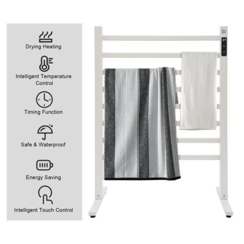 Electric Floor-Standing Towel Warmer Rack with Fast Heating & Timer