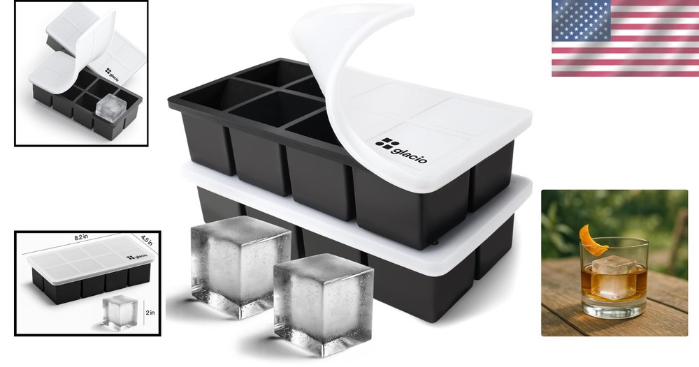Large Silicone Ice Cube Trays - 2 Pack