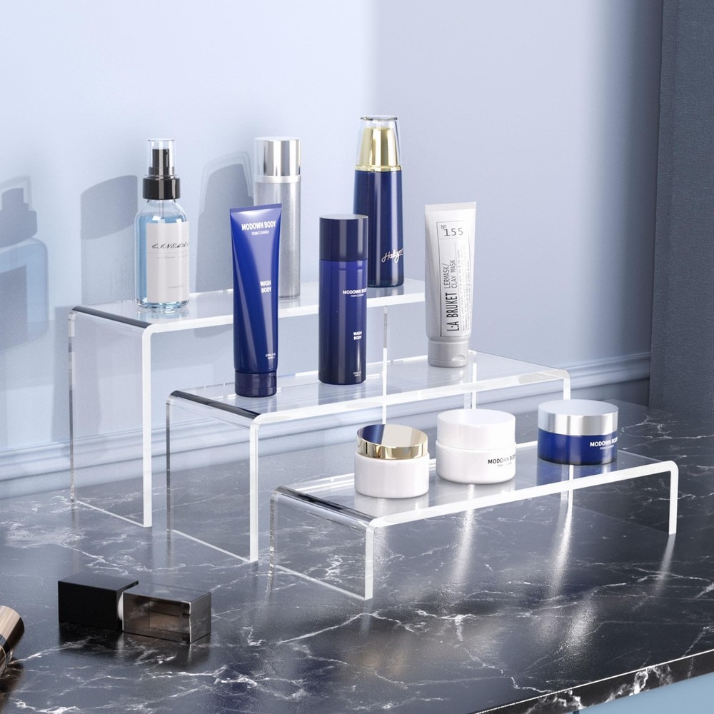 Goabroa Acrylic Display Risers, 2 Sets 6 Pcs Rectangular Risers Display Stand...