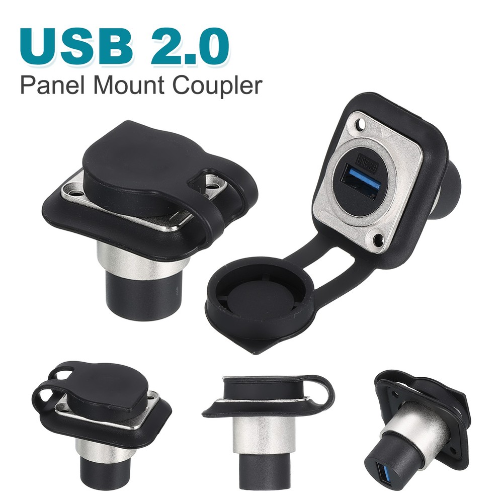 1Pcs USB 2.0 Panel Mount Coupler, D-Type USB Pass Through 480Mbps Silver