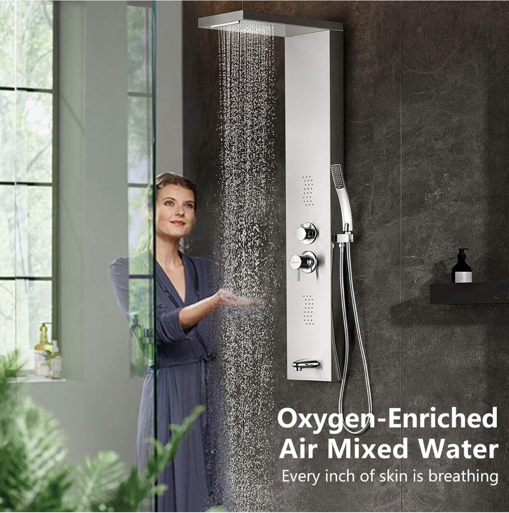 Adbatnos Shower Panel Multifunctional Shower Panel System Shower Tower, Rainfall