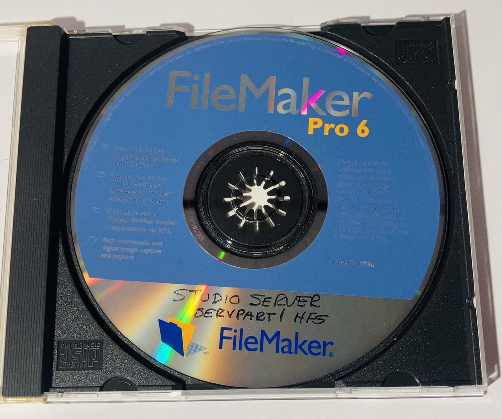 FileMaker Pro 6 Developer 6 Mac CD Software w Manual License Card 2002