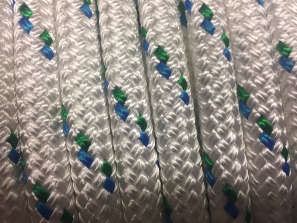 1/2" polyester double braid rope American made 600'  Blue green white