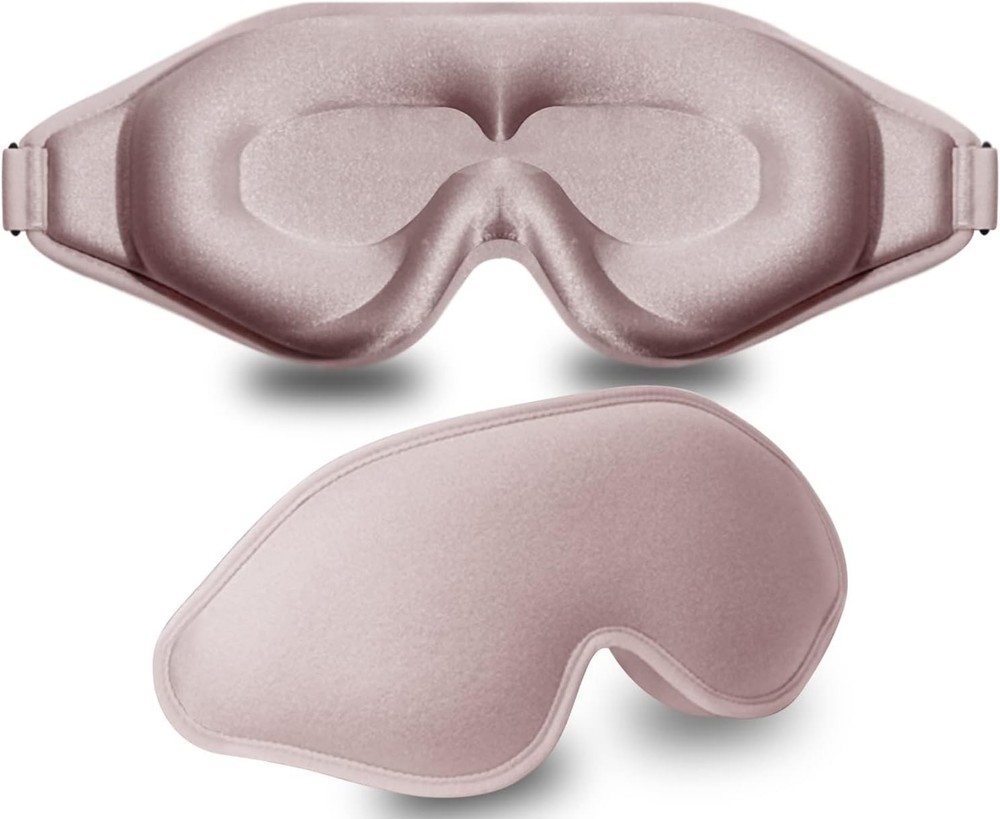 3D Contoured Sleep Mask - 99% Light Blocking, Adjustable & Breathable Pink