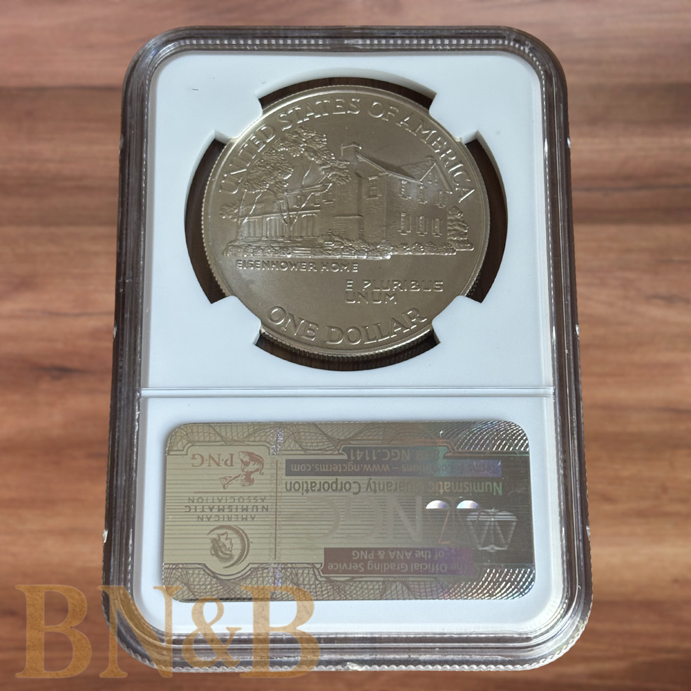 1990 W Eisenhower Centennial Silver Dollar NGC MS70