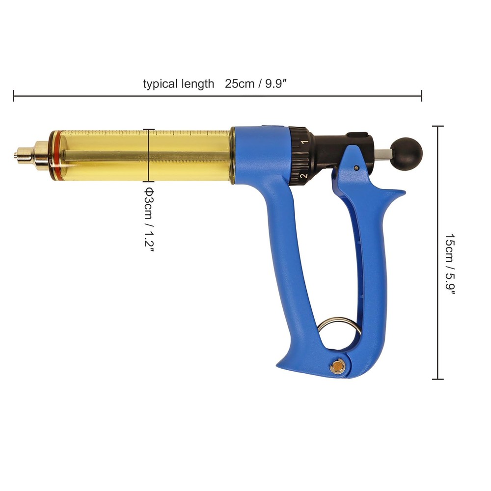 50ML Semi Automatic Livestock Syringe, Adjustable Continuous Repeating Syring...