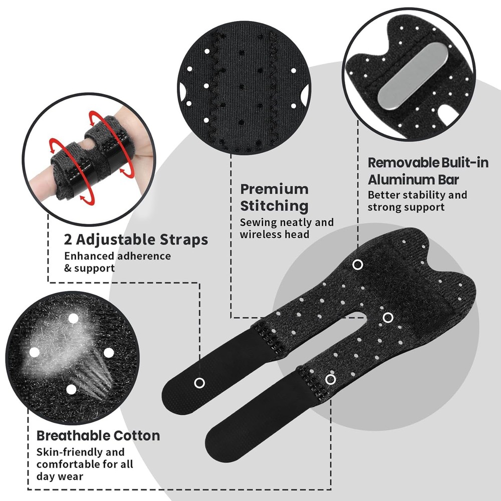 Trigger Thumb Splints, Finger Splint for Short, Black-Breathable